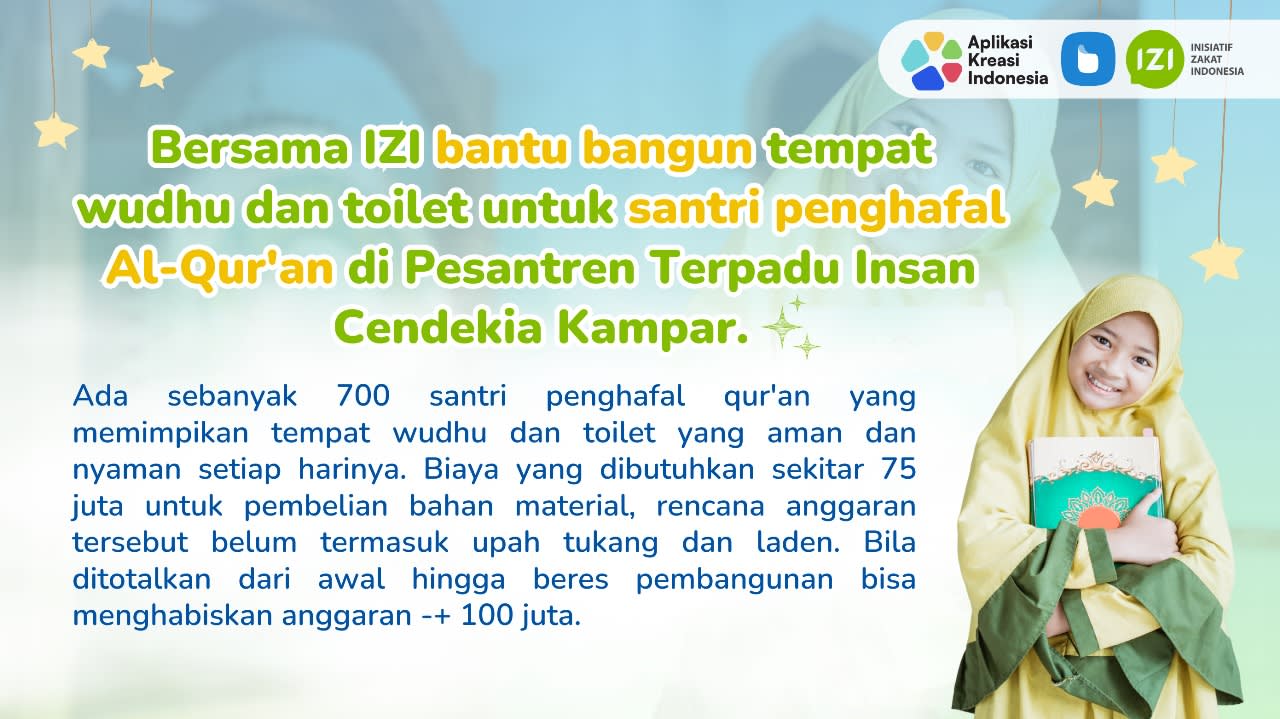 Sedekah Jariyah Bangun Tempat Wudhu Dan Toilet Untuk Santri Penghafal Qur’an